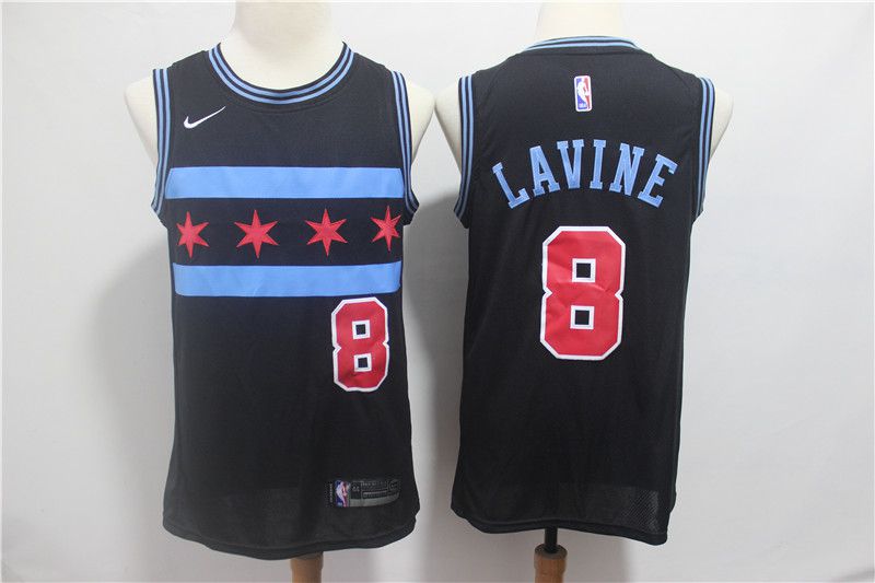 Men Chicago Bulls #8 Lavine Black City Edition Game Nike NBA Jerseys